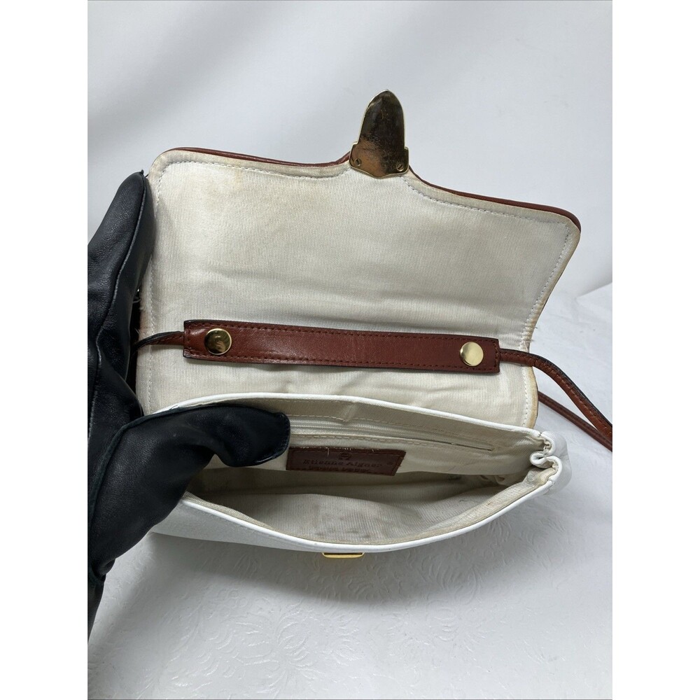 Etienne Aigner Crossbody Bag Purse White Brown Leather Pebbled Vintage - Picture 8 of 16
